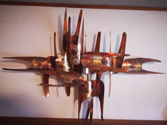 Wall sculpture with butterfly